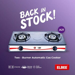 Elbee Two-Burner Automatic Gas Cooker – A21