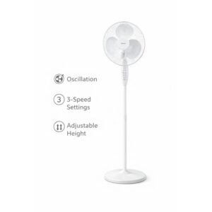 Bajaj Powerful Stand Fan with Quiet Oscillation – White