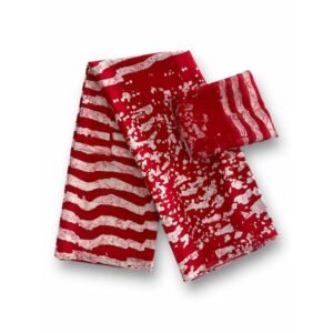 WAVELON Silk and Chiffon 6-Yard Fabric Set Design 2978 – Red White