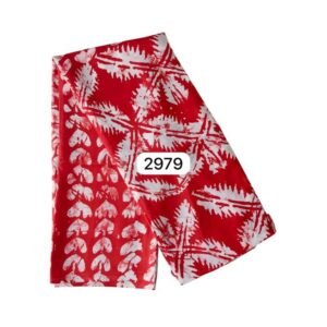 WAVELON Silk and Chiffon 6-Yard Fabric Set Design 2979 – Red White