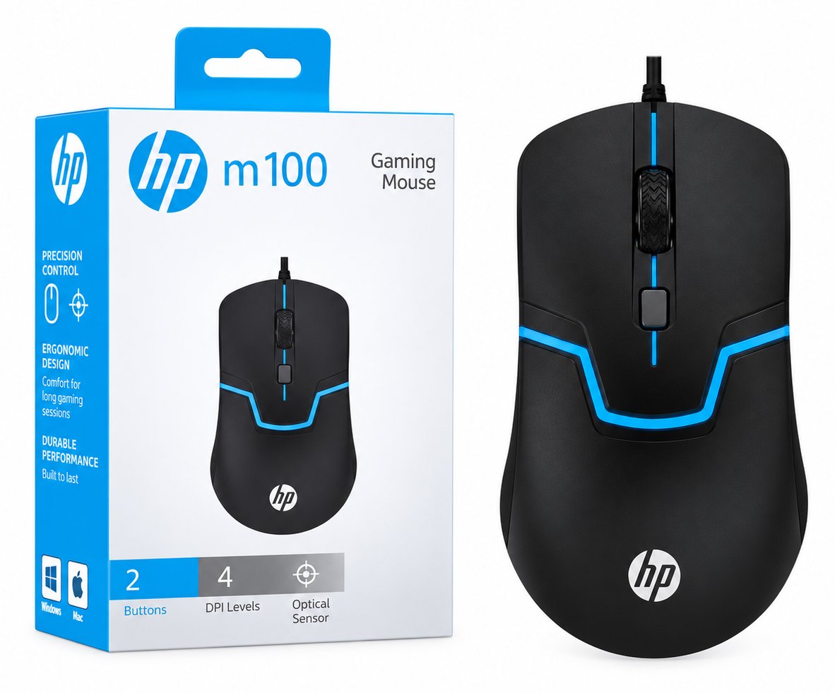 HP M100 Wired LED Gaming Mouse – Black - Image 3