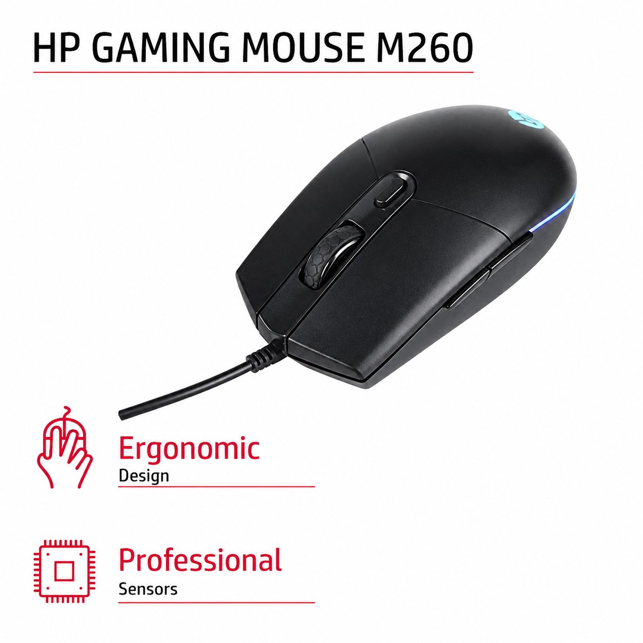 HP M260 Wired RGB Gaming Mouse – Black - Image 3