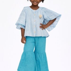 Girls Boho Flared-Sleeve Top & Ruffle Skirt Set - 4695