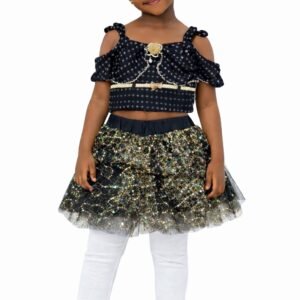 Girls Butterfly-Sleeve Top & Navy Pants Set - JSTAR0007