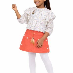 Girls Embroidered Summer Top & Ruffle Shirt Set - 4651
