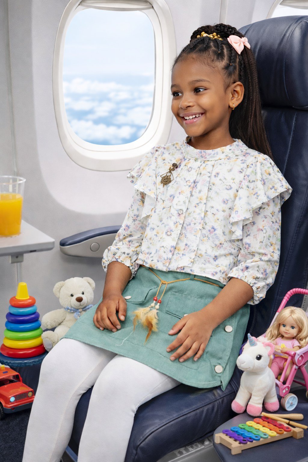 Girls Embroidered Summer Top & Ruffle Shirt Set - 4652 - Image 3