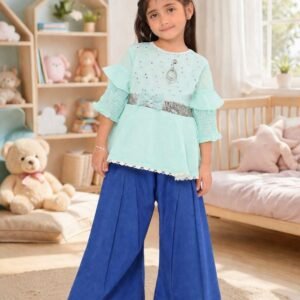 Girls Embroidered Summer Top & Ruffle Shirt Set - 465960