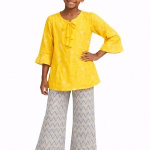 Girls Embroidered Top & Chevron Palazzo Set - 4704