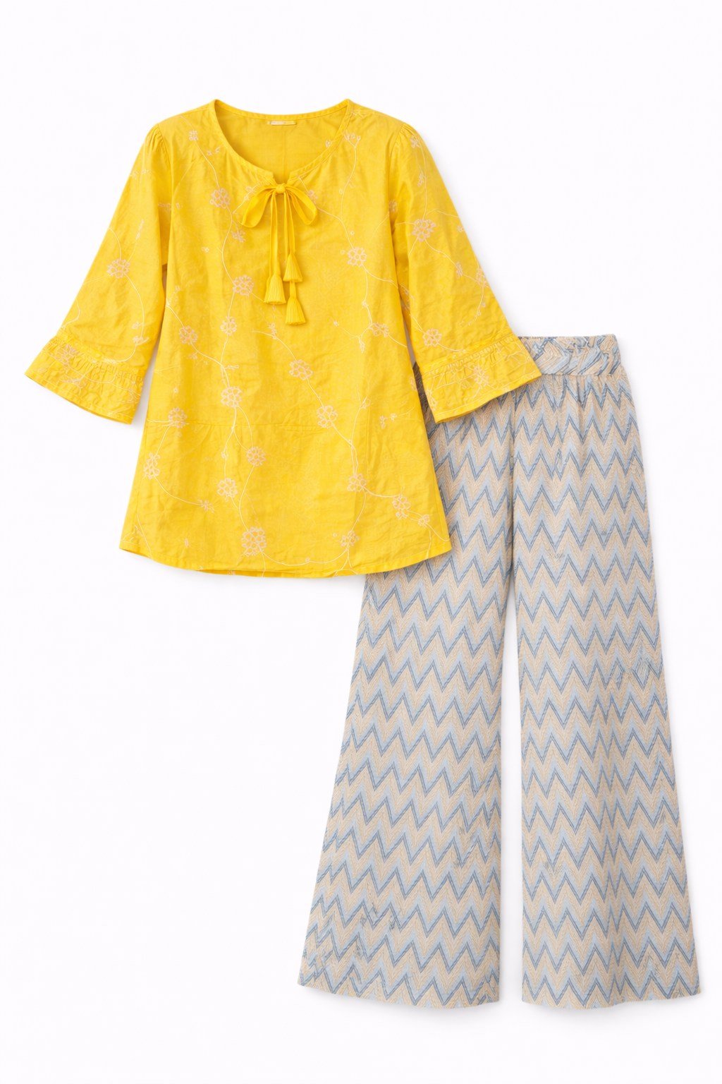 Girls Embroidered Top & Chevron Palazzo Set - 4704 - Image 2