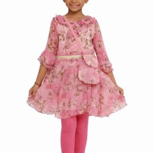 Girls Floral Party Dress & Leggings Set - 4662