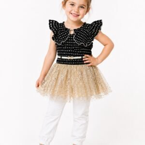 Girls Golden Sparkle Princess Dress Set - JSTAR008