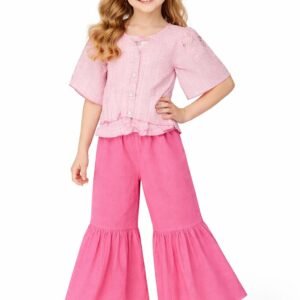 Girls Pink Ruffle Two-Piece Set - 4694