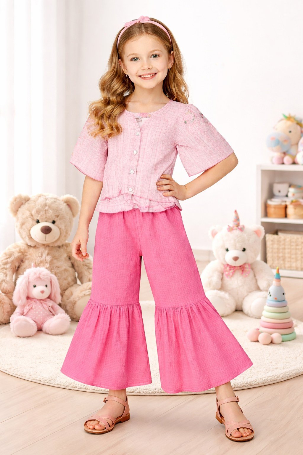 Girls Pink Ruffle Two-Piece Set - 4694 - Image 3