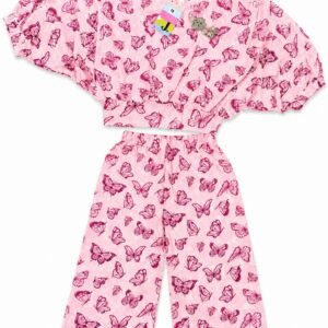 Girls Butterfly Print Two-Piece Casual Outfit Set - 1402