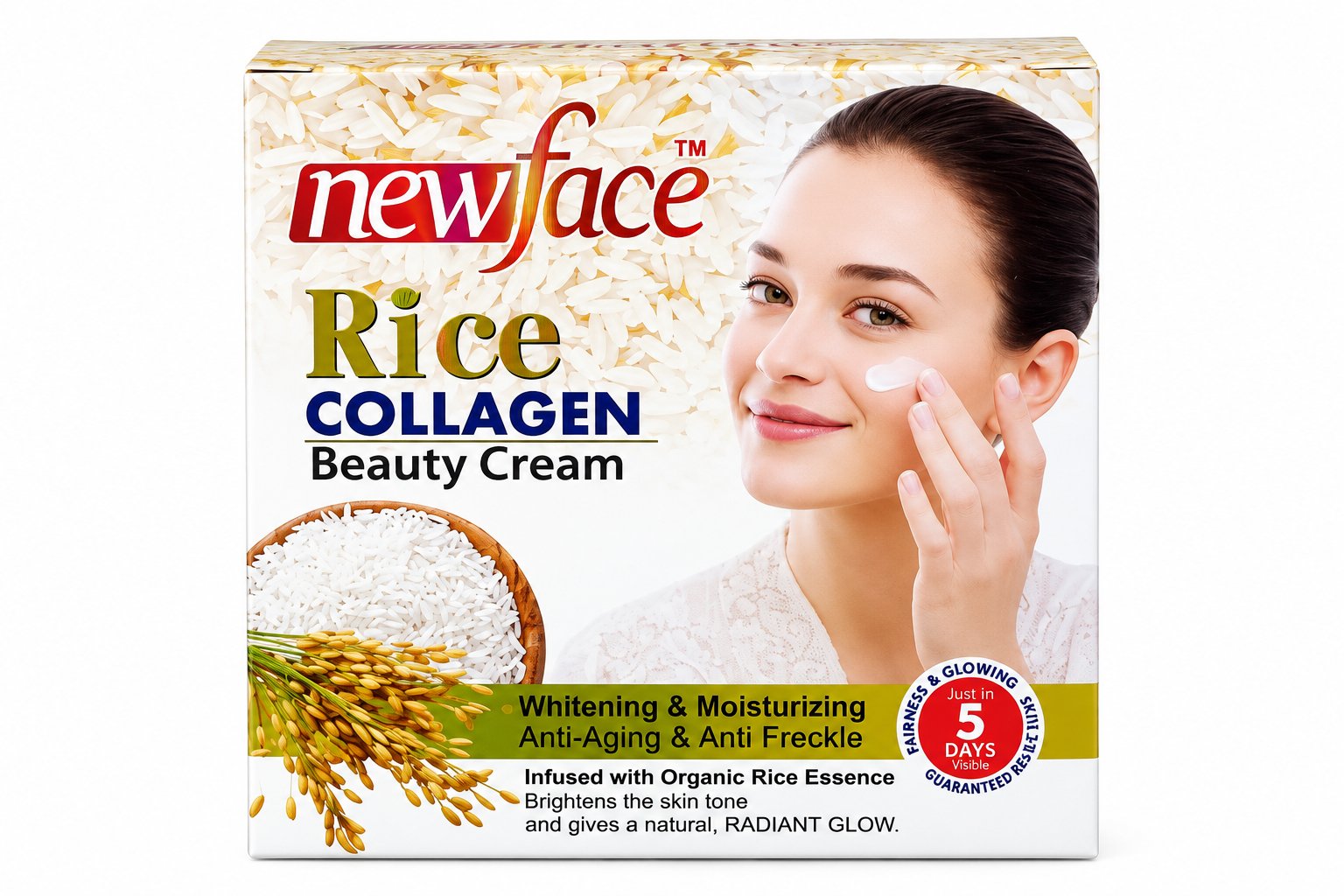 NewFace Rice Collagen Beauty Cream – Organic Rice Essence, Brightening, Moisturizing & Anti-Aging Facial Care