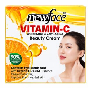 NewFace Vitamin C Brightening & Anti-Aging Beauty Cream – Hyaluronic Acid & Organic Orange Essence – Hydrating Facial Care