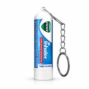 Vicks Inhaler – Nasal Inhaler for Quick Relief from Blocked Nose – 0.5 ml with Keychain