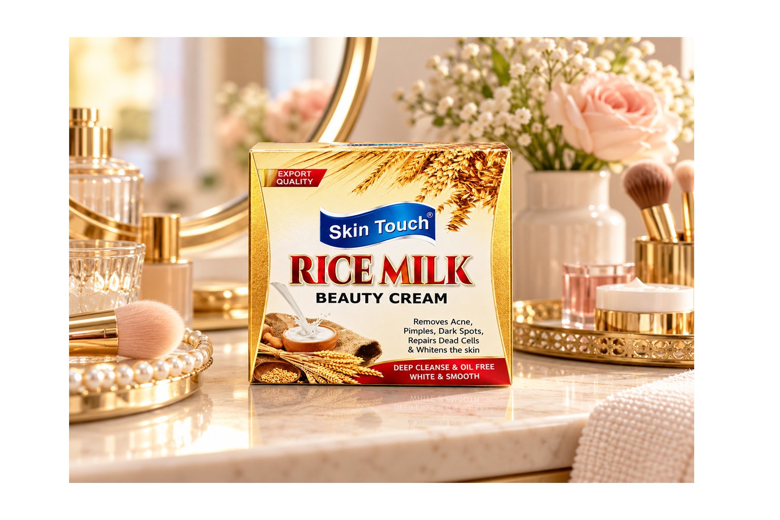 Skin Touch Rice Milk Beauty Cream – Brightening Facial Care, Dark Spot Appearance & Oil-Free Finish - Image 2