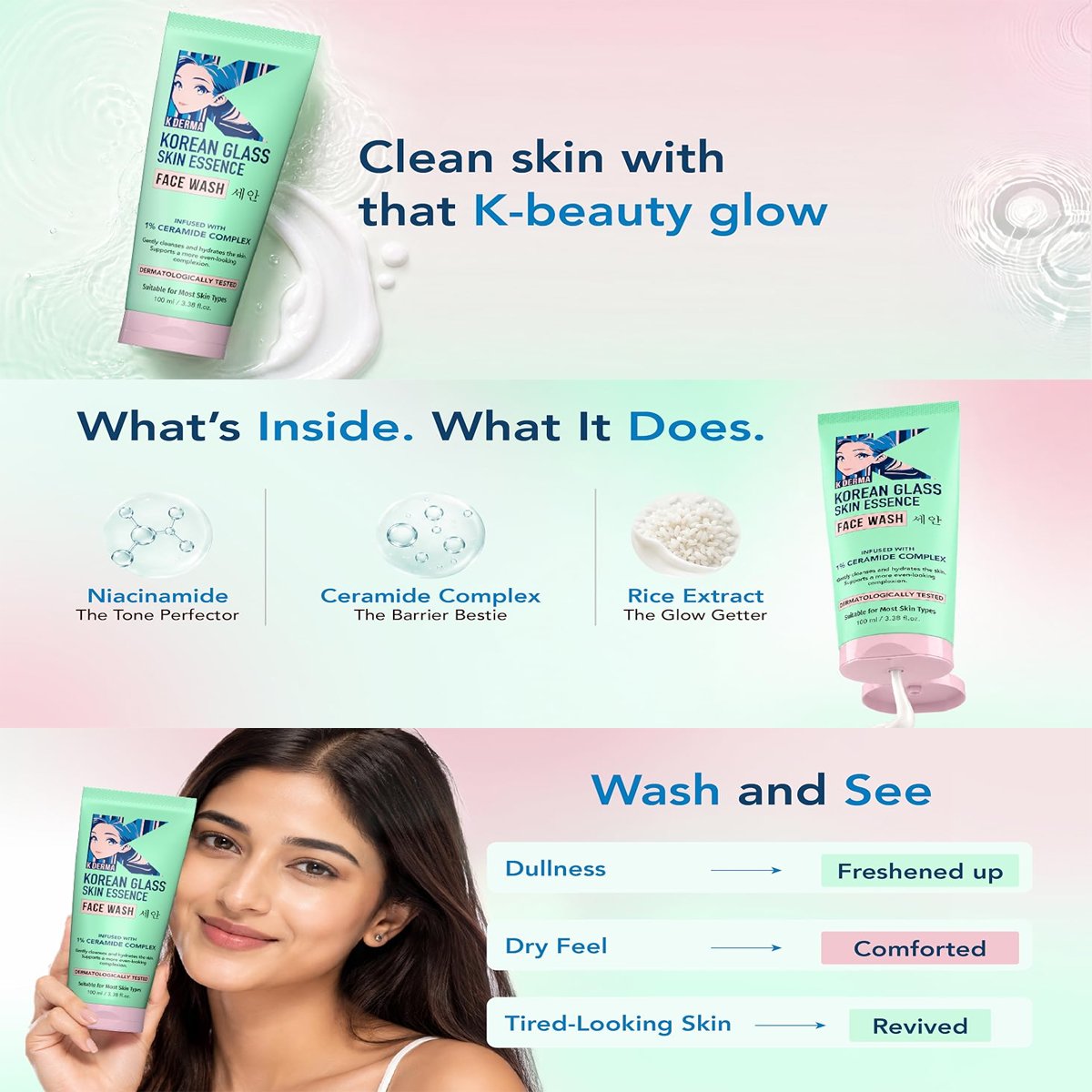 Dr. Rashel Korean Glass Skin Face Wash — 100 ml — packaging and product details