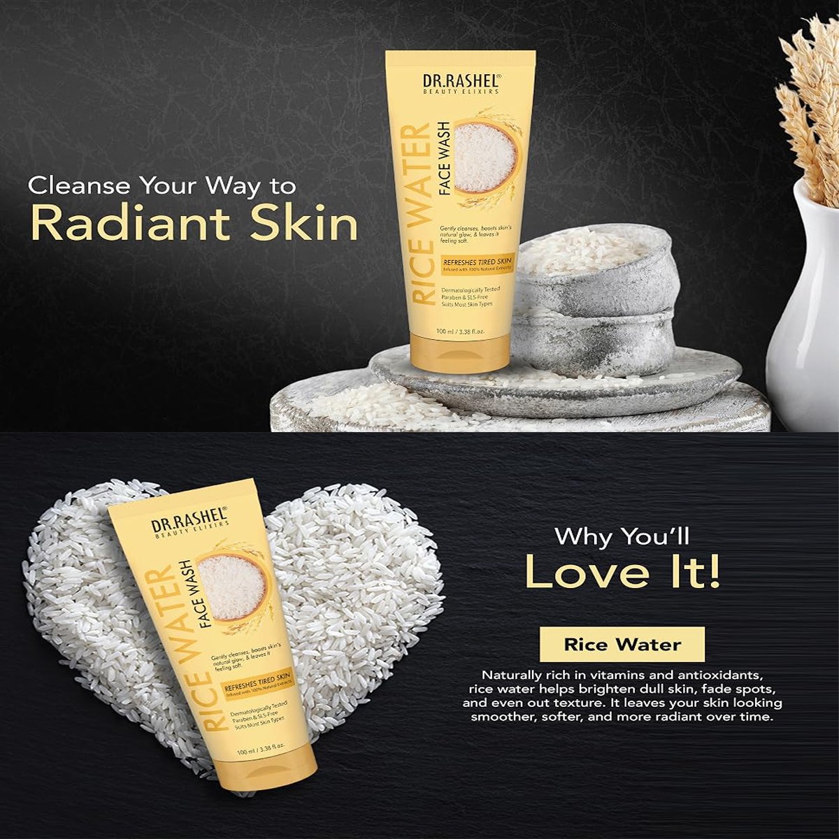 Dr. Rashel Rice Water Face Wash — 100 ml — packaging and product details