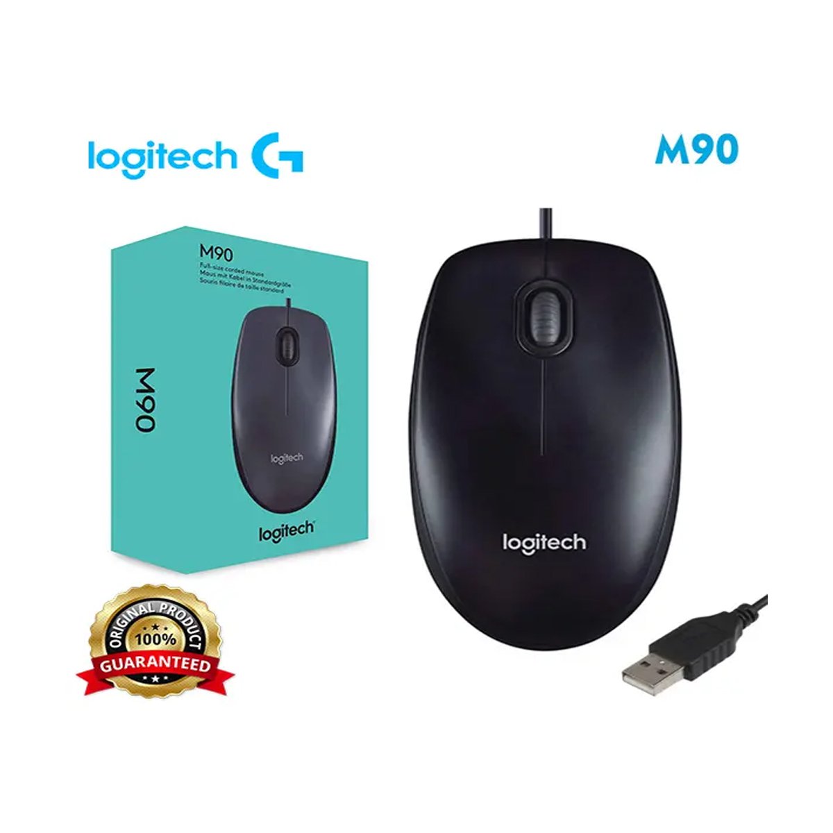 Logitech USB Mouse M90 close-up product image