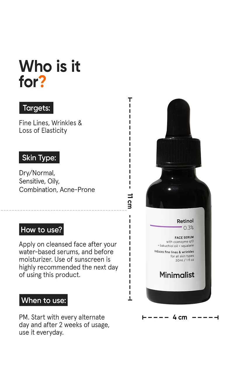 Minimalist Retinol 0.3% Face Serum – Measured Night-Time Retinol Care | 30 ml - Image 3