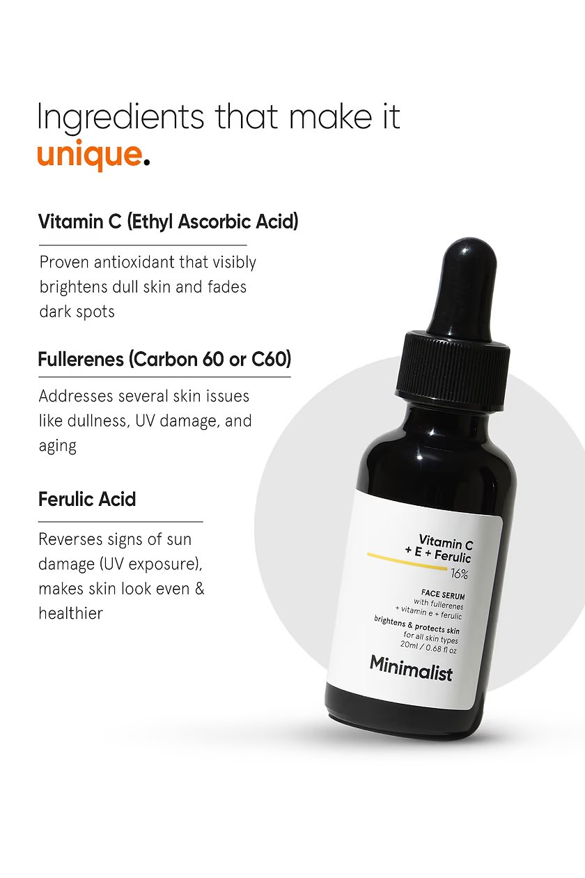 Minimalist Vitamin C + E + Ferulic 16% Face Serum – Antioxidant-Focused Facial Care - Image 4