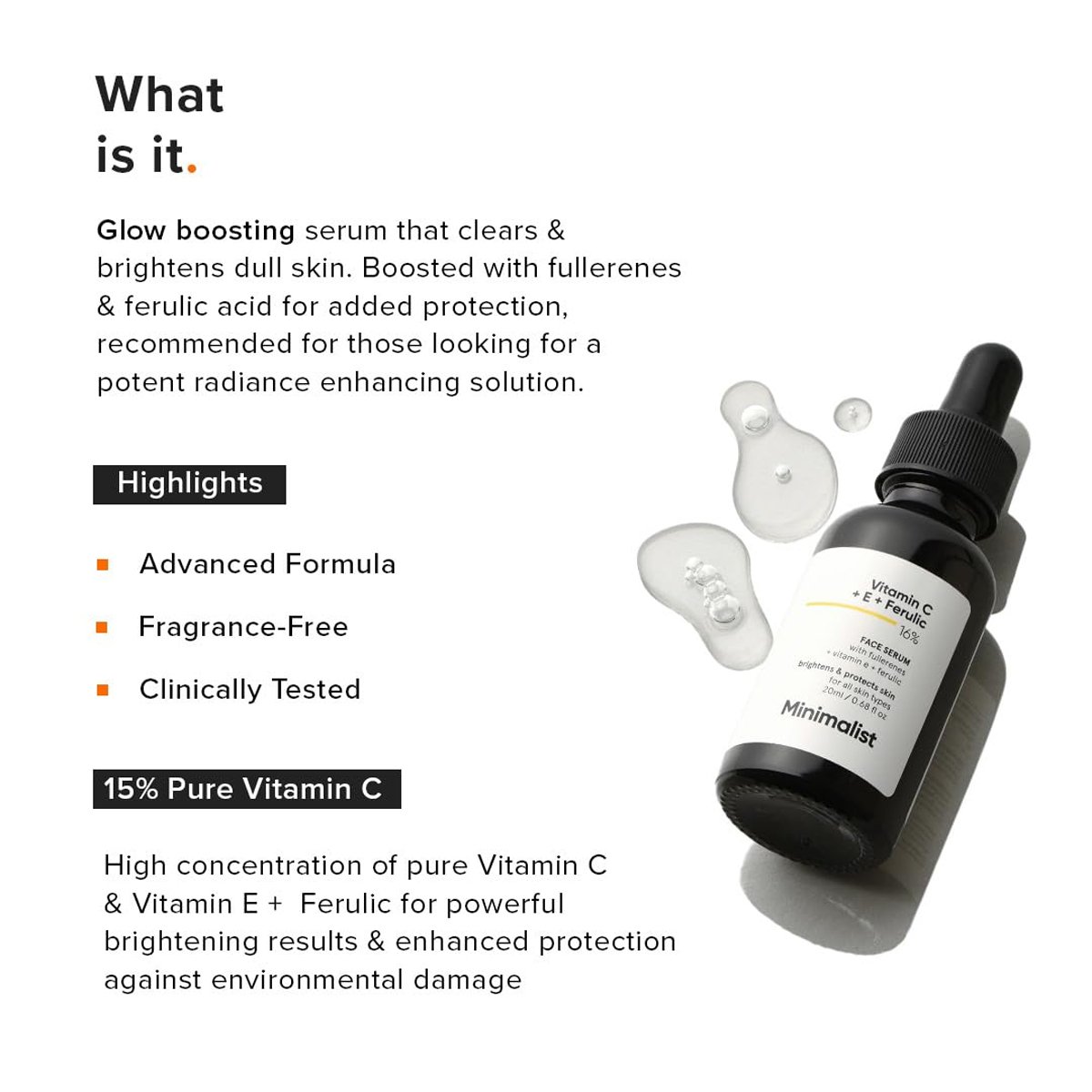 Minimalist Vitamin C + E + Ferulic 16% Face Serum – Antioxidant-Focused Facial Care - Image 7