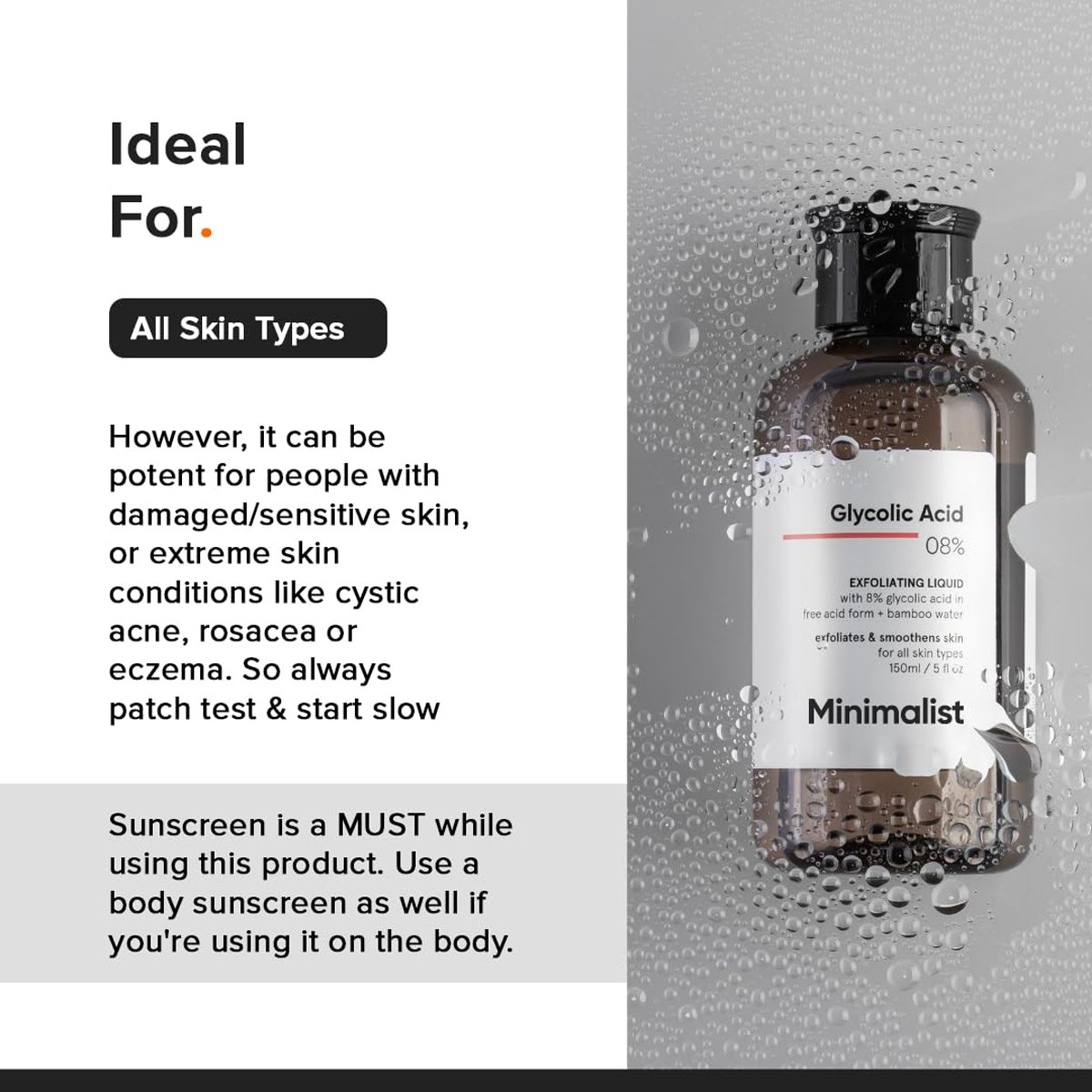 Minimalist Glycolic Acid 8% Toner – Exfoliating Face Toner | 150 ml - Image 6
