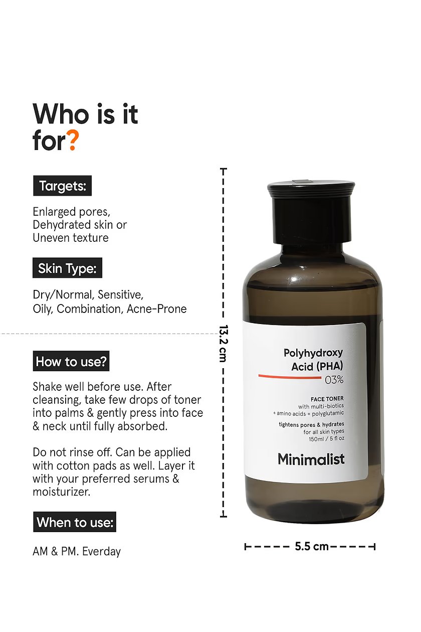 Minimalist PHA 3% Face Toner – Gentle Exfoliating Toner | 150 ml - Image 3