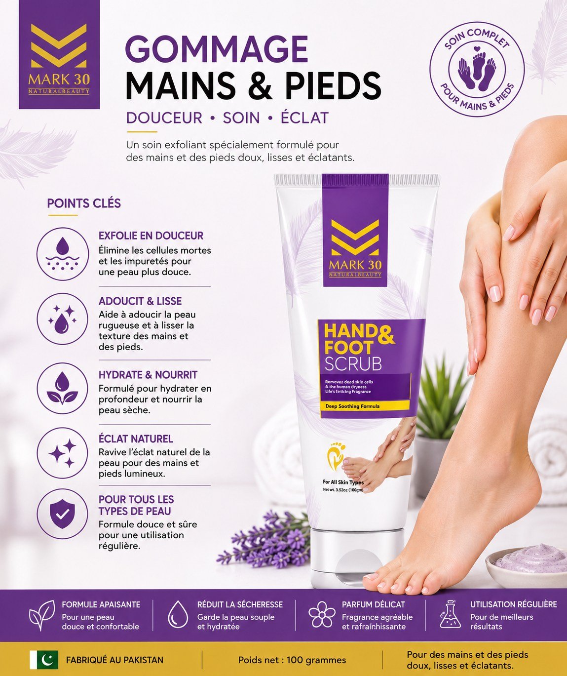 MARK 30 Moisturizing Hand & Foot Scrub - 100g - Image 3
