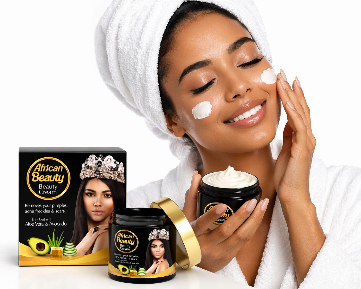 African Beauty Cream with Aloe Vera & Avocado - 18g - Image 2