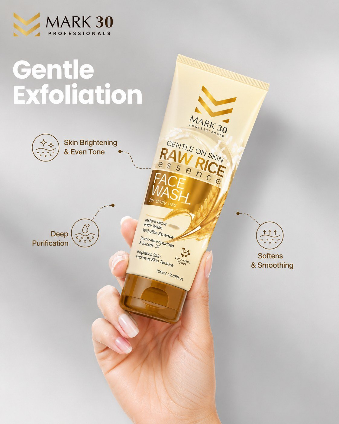 MARK 30 Raw Rice Essence Face Cleanser - 100g - Image 3